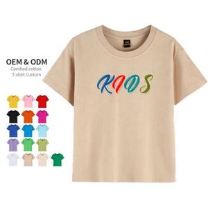 Camisetas de Cuello Redondo para Niños, 100% Algodón, Tejido Saludable, Suaves y Cómodas, con Logotipo Personalizado, 200G, Unisex - Product Image 3
