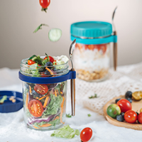 Pot de 10 oz pour Overnight Oats portable avec couvercle anti-fuite et cuillère intégrée pour la préparation des repas du petit-déjeuner et le stockage des salades