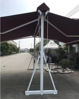 Auvent rétractable électrique en aluminium en gros, autoportant, double face, avec voile en polyester, pergola motorisée pour patio et jardin
