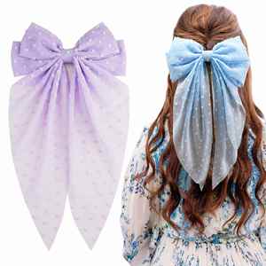 YUSE 8-Inch Oversized Bow Hairpin French <b>Spring</b> <b>Clip</b> Ribbon Fairy Girl Style Kids Party Acetate Ponytail Headwear Home Use - Product Image 2