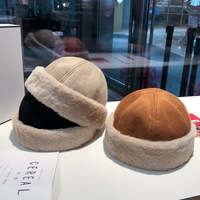 Nouveau chapeau bob en daim doublé polaire pour l'automne/hiver, chaud, 100% coton, style coréen, vintage, unisexe, polyvalent, tendance, chic