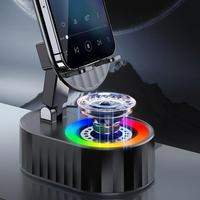 Support de téléphone de bureau sans fil avec haut-parleur, lumière LED universelle, chargeur de batterie externe, support de table pour téléphone portable et tablette, interaction ABS