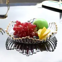 ชามลูกกวาดแก้วสไตล์มินิมอล,จานผลไม้สีทองสำหรับเครื่องประดับแก้วห้องนั่งเล่น