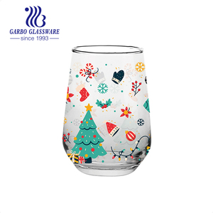 340มิลลิลิตรการออกแบบการพิมพ์ Stemless ไวน์สุขสันต์วันคริสต์มาสมือทาสีแก้วไวน์ - Product Image 5