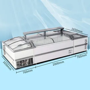 Rebirth Supermarket Commercial Large Capacity Display Sliding Glass Door Chest Island Freezer