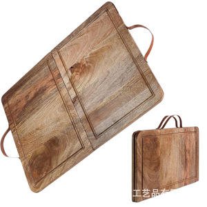 <b>Wooden</b> Foldable Cutting Board Double Sided With Handle Kitchen Chopping <b>Block</b> Multifunctional Cooking Countertop Protector - Product Image 1