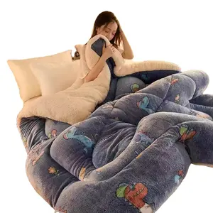 Vente en gros Peluche Confortable Epaissir 2ly Flanelle Sherpa Drap de lit Couverture Couette pour l'hiver