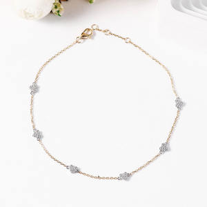 Pulsera de corazón de oro macizo de 10K, 14K, 18K, pulsera de corazón pequeño, pulsera de diamantes de laboratorio pavimentada de doble cara, regalo de hermana de la suerte - Product Image 1