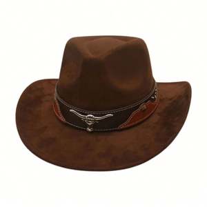 Sombrero Fedora Estilo Europeo Americano con Protección Solar para Hombre y Mujer, Sombreros Vaqueros de Primavera Verano con Banda OX para Parejas, Festival de Música - Product Image 4