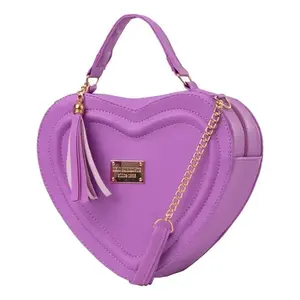 Bolso de Mano de Cuero Sintético con Forma de Corazón para Mujer, Marca Fana, Color Lavanda, con Correa de Cadena, Estilo Lujoso, Ideal para la Playa - Product Image 4