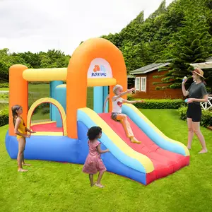 Multi color kids play backyard party outdoor big slide commercial bounce castle inflatable bouncy house