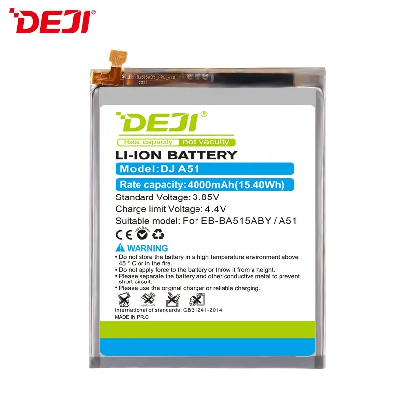 DEJI mobile phone accessories digital batteries for Samsung A51 EB-BA515ABY