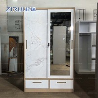 Armoire de chambre à coucher en acier avec porte coulissante à motif personnalisé, vente chaude en Indonésie