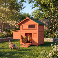 Poulailler en bois pour poules de basse-cour avec coulisseau, bac à déchets, toit en asphalte résistant aux intempéries, verrouillage sécurisé, pour petites poules, design élégant