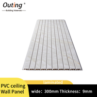 Panneau de plafond en PVC 300*9mm, facile à installer, dix panneaux égaux, blanc, 3,6 kg/m², stratifié, style moderne, fabrication usine