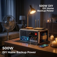 Kit Station d'Énergie Solaire DIY 500W MPPT/PWM avec Onduleur à Onde Sinusoïdale Pure, Double Prises CA et Interrupteur de Sécurité Principal pour Usage Professionnel et Domestique