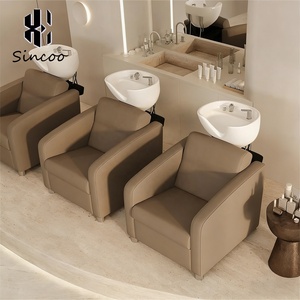 Üretici Özel Tasarım Lüks Ayarlanabilir Kahverengi Spa Saç Derisi Koltuğu Seramik Lavabo Çanaklı Kuaför Şampuan Koltuğu - Product Image 3