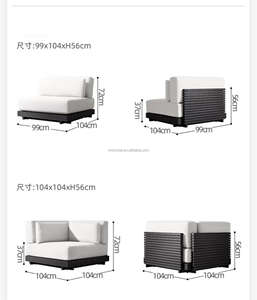 أثاث أجهزة الترميم في الهواء الطلق مجموعات فاخرة أريكة من الألومنيوم L وحدات على شكل حرف U مجموعة أريكة للبيع - Product Image 5