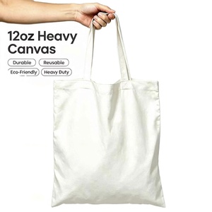 Sacs fourre-tout en toile 12 oz personnalisables avec logo, sacs de courses en coton vierge en gros pour impression promotionnelle, faible MOQ – Fabricant OEM/ODM - Product Image 1