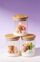 Bougies en verre réutilisables en forme d'ours, 6 styles, multiples senteurs, cire de soja et de paraffine, écologiques, pour la décoration intérieure, les fêtes et les bars, durée de combustion de 10 à 15 heures