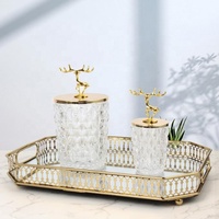 Table cosmétique de luxe légère de haute qualité 25x35cm, miroir carré en verre doré, plateau décoratif en métal, décoration d'hôtel