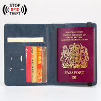 Protège-passeports RFID pour le Royaume-Uni – Portefeuilles de voyage britanniques grande capacité avec estampage doré