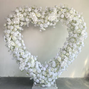 Base en tissu blanc Arrangement de fleurs artificielles décoratif en forme de coeur arc de <span class=keywords><strong>mariage</strong></span> toile de fond décoration d'événement en plein air - Product Image 6