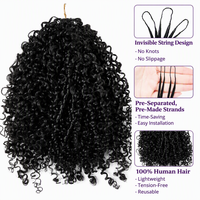 Extensions de cheveux humains bouclés sans nœuds pour tresses au crochet, style Pixie, pour femmes noires