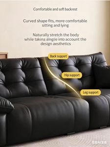 Canapé en cuir véritable capitonné et inclinable de style classique moderne - Taille personnalisable, sectionnel multiplace pour appartement et villa - Product Image 6