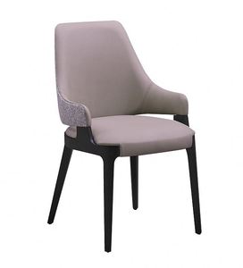 Chaise de salle à manger en cuir italien minimaliste moderne avec pieds et dossier en bois massif pour hôtel, atelier, usage domestique - Product Image 4
