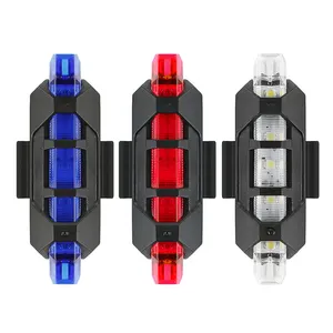 Luz trasera LED para bicicleta de montaña, faro rojo resistente al agua Con 4 modos de recarga USB, accesorios para bicicleta, venta al por mayor, 5 LED