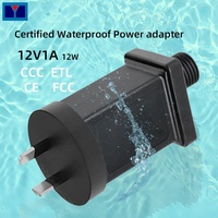 Alimentation LED étanche 12W DC PC IP44 avec adaptateur de prise résistant à la pluie pour pilotes LED, certifiée SAA ETL CE UKCA FCC GS