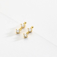 FUAMAY 18K Plaqué Or Fine CZ Cubique Zircone Boucles D'oreilles Dainty 925 En Argent Sterling Goujons Bijoux pour Femmes Cadeau