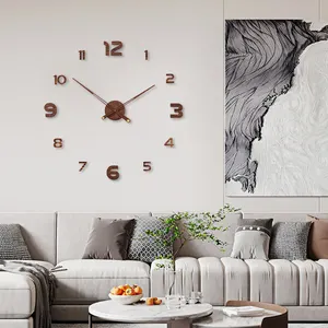 Extra Large 3D in legno numero orologio da parete moderno senza cornice per la decorazione della casa orologio minimalista produttore personalizzato