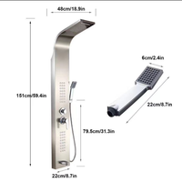 Ensemble de panneaux de douche en acier inoxydable 304, montage mural, 5 modes de pulvérisation, système de douche pour salle de bain à domicile, augmentation du débit d'eau, personnalisable
