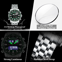 Montre pour homme Poedagar E122 de luxe, multifonction, affichage LED, alarme, lumineuse, étanche, chronographe, acier inoxydable, montre-bracelet
