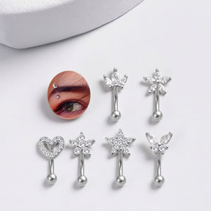 Cristal curvado Barbell <span class=keywords><strong>Piercing</strong></span> ceja anillo 16G <span class=keywords><strong>Piercing</strong></span> Rook <span class=keywords><strong>Daith</strong></span> anillo corazón diseño de moda <span class=keywords><strong>Piercing</strong></span> para Mujeres Hombres - Product Image 3