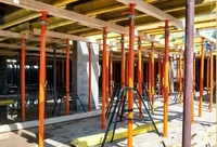 Étai métallique réglable avec collier à vis, peinture orange, 2,4-4,5 m, pour soutènement de planchers et support de poutres, avec base en acier Q235 galvanisé