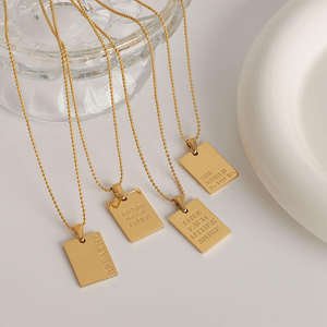 Personnalisé Gravé Divers <span class=keywords><strong>Mot</strong></span> JE SUIS Assez PVD 18k Plaqué Or Personnalisé Lettre Pendentif Collier Bijoux En Acier Inoxydable - Product Image 6