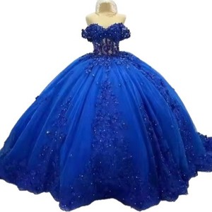 Blue Off The Shoulder Tulle Long Evening Gown Women Stage <b>Performance</b> Dress Adult Size One Piece Formal <b>Wear</b> - Product Image 2