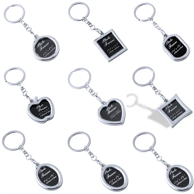 Bulk Großhandel Kreative Metall Bilderrahmen Schlüssel ring Werbe werbung Record able Photo Key chain mit benutzer definierten Logo