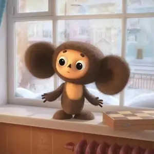 Vente en gros Russie singe à grandes oreilles poupée en peluche assis debout Cheburashka singe jouets en peluche