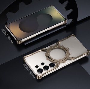 Funda Magnética Luminosa de Aluminio de Lujo con Borde Hueco y Soporte para <span class=keywords><strong>Samsung</strong></span> Galaxy S26 S25 S24 S23 S22 Ultra, Cubierta Metálica para Hombre - Product Image 4