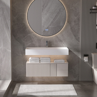 Évier moderne double flottant à surface solide mate Lavabo rectangulaire intégré pour salle de bain d'hôtel