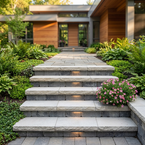 Escaliers modernes en pierre de grès blanc menthe |   Marches d'escalier en pierre naturelle indienne pour l'aménagement extérieur des villas - Product Image 5