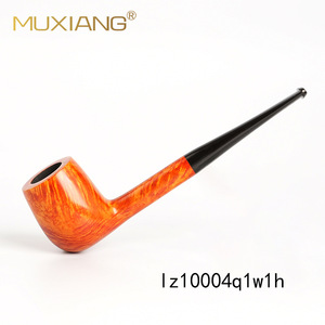 Muxiang Wooden Billiard Pipe Briarwood Straight Type Dark Engraved Silver Ring Black Sleeve Tobacco Pipe - Product Image 4