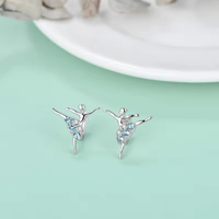 Perhiasan Perak Sterling S925 Grosir Anting Balerina Kristal Austria Hadiah Sempurna untuk Pertunjukan Balet