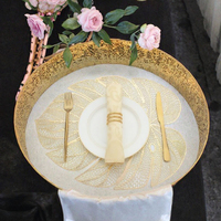 ELECDON Sets de table en vinyle en forme de feuille d'or, pour table de dîner, 6 pièces, lavables à la main, décoration pour mariage, anniversaire, fête (45x35cm)