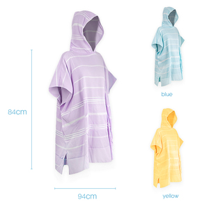 Csutom Logo Comfortable Surf Poncho <b>Towel</b> Turkish Cotton Striped Bath with Knitted <b>Hood</b> and Tassel Beach Poncho - Product Image 5
