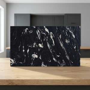 Très demandée prochainement : Dalle de granit noir céramique graphite moderne, polie et flamée, découpée sur mesure pour revêtements de sol, comptoirs et crédences - Product Image 4